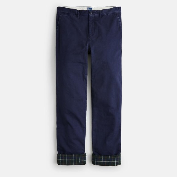 J. Crew | Pants | Nwt J Crew Straight Fit Flannel Lined Blue Chino ...